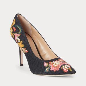 NWOB Lauren Ralph Lauren Lindella II Needlepoint & Suede Pump